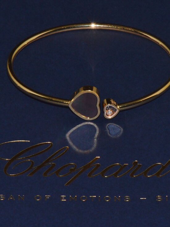 Chopard Jewelry - Chopard Happy Hearts Tahitian Mother-of-Pearl Diamond 18K Rose Gold Bangle